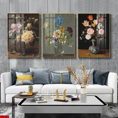 File in mica File tranh bộ 3 bình hoa phong cách cổ điển BH6134 (ảnh gốc) đẹp