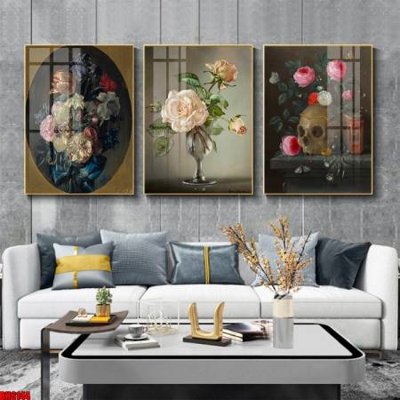 File ảnh File tranh bộ 3 bình hoa phong cách cổ điển BH6144 (gốc) in PP, decal