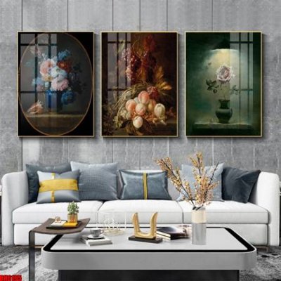 File in trần File tranh bộ 3 bình hoa phong cách cổ điển BH6195 (bản gốc) 5D