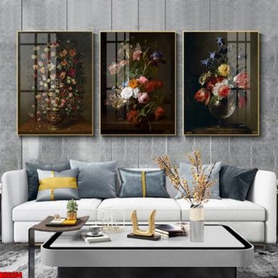 File in trần File tranh bộ 3 bình hoa phong cách cổ điển BH6204 (file gốc) phong thủy