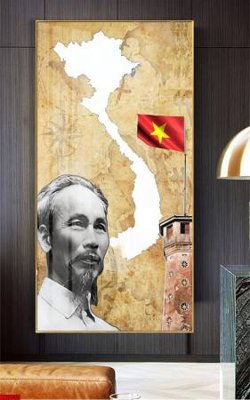 File gốc File in tranh bác hồ chất lượng cao BH8053 (in lụa) hoa văn cổ điển