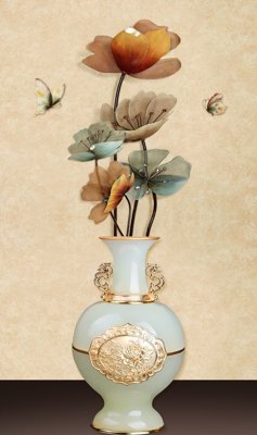 File gốc File tranh bình hoa BHY190 (in lụa) hoa văn cổ điển