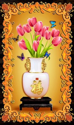 File tranh File tranh bình hoa BHY202 (bản gốc) treo quán cafe