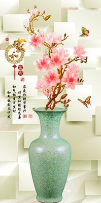 File tranh in tráng gương File tranh bình hoa BHY218 (siêu nét)