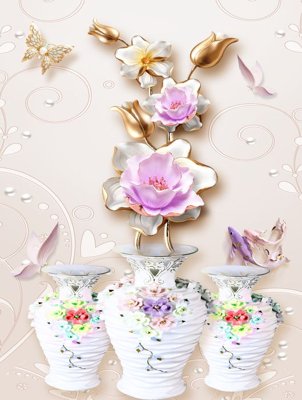 File PSD File tranh bình hoa BHY278 (gốc) tách lớp chi tiết