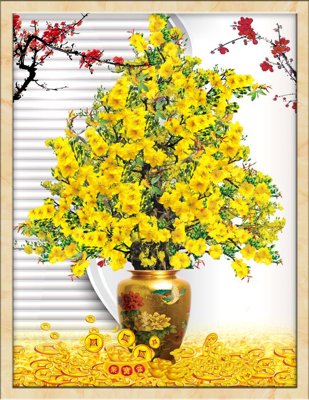 File ảnh File tranh bình hoa BHY87 (gốc) in PP, decal