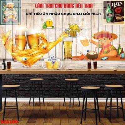 Tải file Tranh quán bia nhậu BIA109 (ảnh gốc) in tráng gương