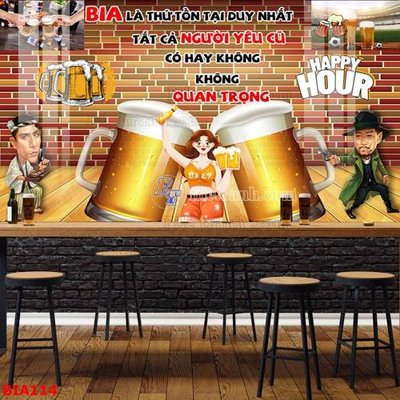 File tranh Tranh quán bia nhậu BIA114 (ảnh gốc) in trần nhà