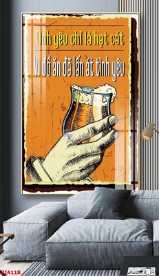 File gốc Tranh quán bia nhậu BIA118 (in lụa) tranh phong thủy