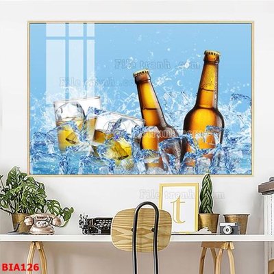 File tranh Tranh quán bia nhậu BIA126 (bản gốc) in lụa 5D