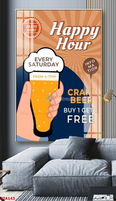 Download file Tranh quán bia nhậu BIA143 (gốc) in mica ốp bếp