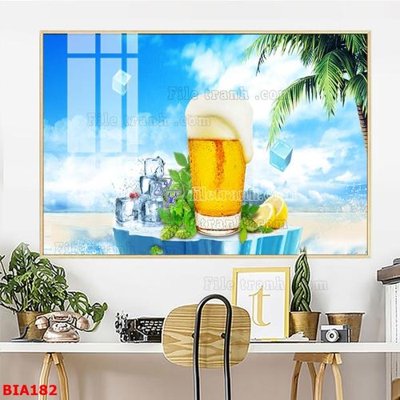 Chi tiết file tranh tráng gương Tranh quán bia nhậu BIA182 (ảnh gốc)