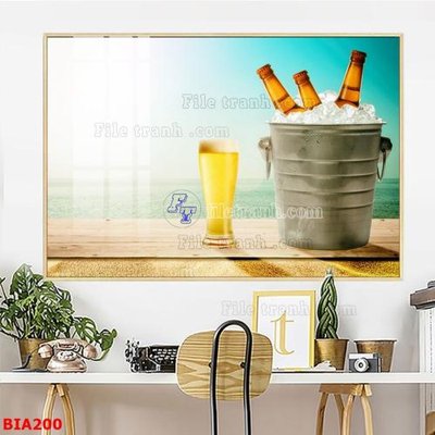 File in lụa Tranh quán bia nhậu BIA200 (tân cổ điển) Tranh quán bia nhậu BIA200