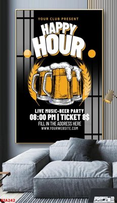 Ảnh mô tả file gốc in mica Tranh quán bia nhậu BIA242