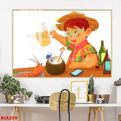 File gốc Tranh quán bia nhậu BIA259 (in ấn) màu sắc trung thực