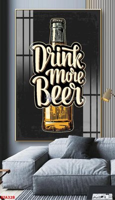 File in mica Tranh quán bia nhậu BIA328 (bản gốc) làm vách ngăn