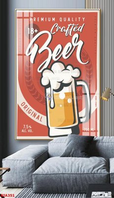 Ảnh gốc Tranh quán bia nhậu BIA351 (nét căng) in mica