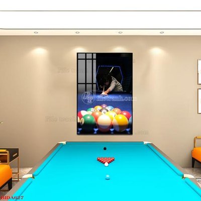 File gốc File tranh quán bida bi-a BILLARD BIDA627 (in 3D) cho trang trí