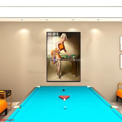 File in trần File tranh quán bida bi-a BILLARD BIDA663 (bản gốc 3D) sống động