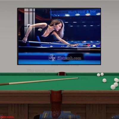 File gốc File tranh quán bida bi-a BILLARD BIDA666 (in lụa) hoa văn cổ điển