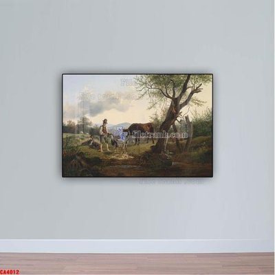 File in trần Tranh sơn dầu phong cảnh châu âu CA4012 (bản gốc) mây trời