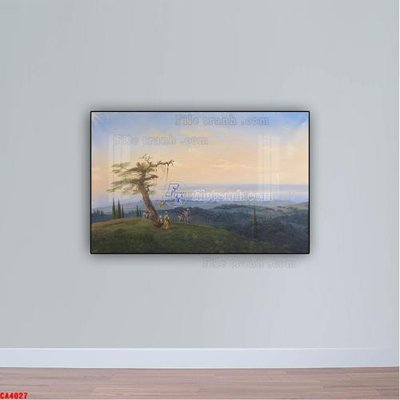 File in trần Tranh sơn dầu phong cảnh châu âu CA4027 (bản gốc) mây trời