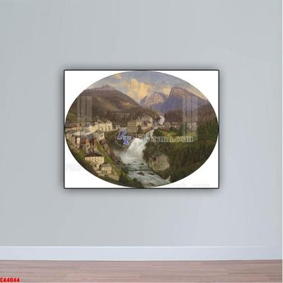 File gốc Tranh sơn dầu phong cảnh châu âu CA4044 (in lụa) hoa văn cổ điển