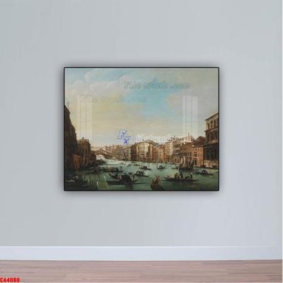File in trần Tranh sơn dầu phong cảnh châu âu CA4080 (bản gốc 3D) sống động