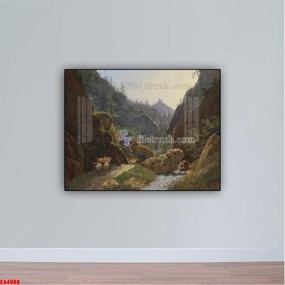 Download file Tranh sơn dầu phong cảnh châu âu CA4088 (gốc) in mica đèn LED
