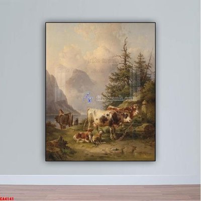 File gốc Tranh sơn dầu phong cảnh châu âu CA4141 (in tráng gương) sang trọng