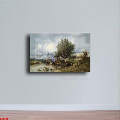 Tải file gốc Tranh sơn dầu phong cảnh châu âu CA4385 (in khổ lớn) không vỡ