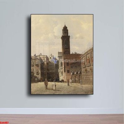 Ảnh gốc file in lụa Tranh sơn dầu phong cảnh châu âu CA4407 chi tiết