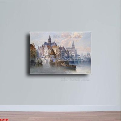 Download file Tranh sơn dầu phong cảnh châu âu CA4434 (gốc) in mica bàn thờ