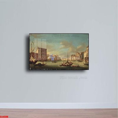 File in trần Tranh sơn dầu phong cảnh châu âu CA4506 (bản gốc 3D) sống động