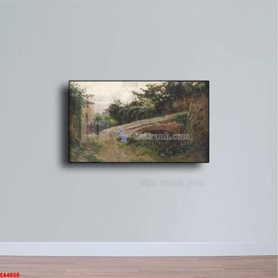 File tranh gốc in trần nhà Tranh sơn dầu phong cảnh châu âu CA4630 3D