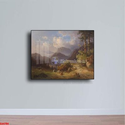 File gốc Tranh sơn dầu phong cảnh châu âu CA4794 (in mica) làm bảng hiệu