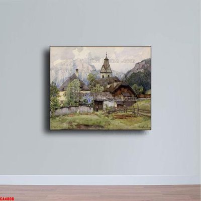 File gốc Tranh sơn dầu phong cảnh châu âu CA4808 (in tráng gương) hiện đại