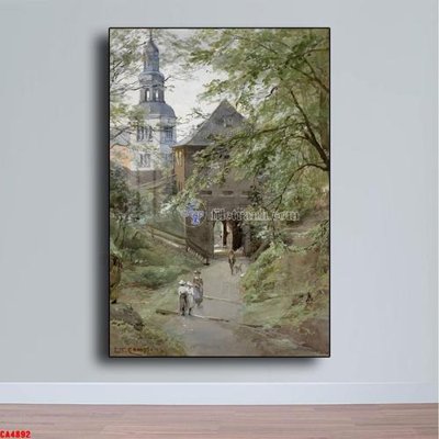 File gốc Tranh sơn dầu phong cảnh châu âu CA4892 (in lụa) họa tiết 3D