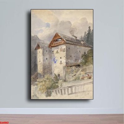 File gốc Tranh sơn dầu phong cảnh châu âu CA4942 (in lụa) tranh mã đáo