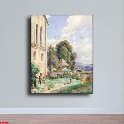 File tranh gốc PSD Tranh sơn dầu phong cảnh châu âu CA4945 còn nguyên layer