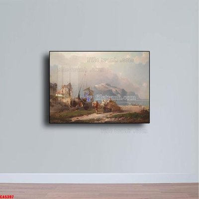 File in lụa Tranh sơn dầu phong cảnh châu âu CA5397 (chất lượng cao) Tranh sơn dầu phong cảnh châu âu CA5397