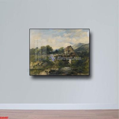 Download file gốc Tranh sơn dầu phong cảnh châu âu CA5407 (in lụa) hoa lá