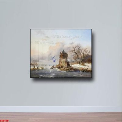 File in trần Tranh sơn dầu phong cảnh châu âu CA5410 (bản gốc) bầu trời