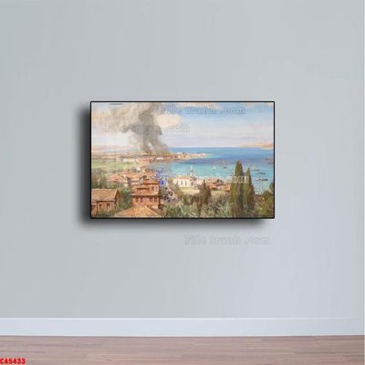 File gốc Tranh sơn dầu phong cảnh châu âu CA5433 (in lụa) hoa văn cổ điển