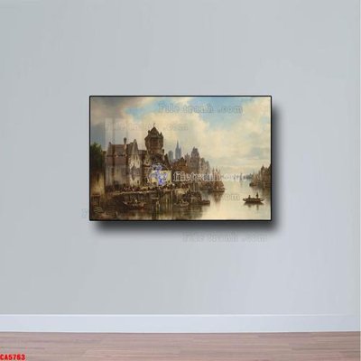 File gốc Tranh sơn dầu phong cảnh châu âu CA5763 (in lụa) hoa văn cổ điển