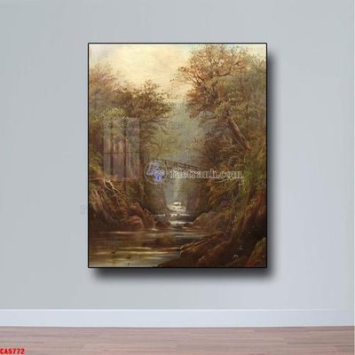 File gốc Tranh sơn dầu phong cảnh châu âu CA5772 (in lụa) hoa văn cổ điển