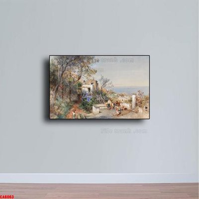 File tranh Tranh sơn dầu phong cảnh châu âu CA6063 (bản gốc) treo quán cafe