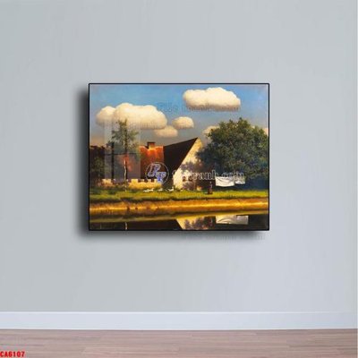 Ảnh gốc file in lụa Tranh sơn dầu phong cảnh châu âu CA6107 chi tiết