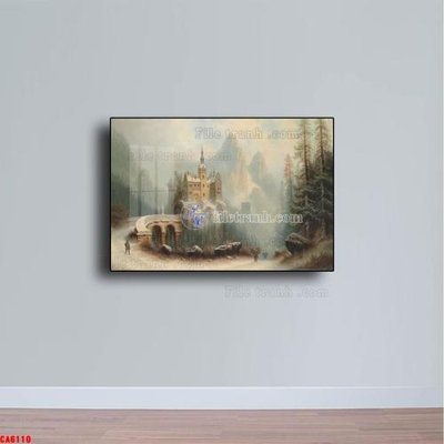Tải file Tranh sơn dầu phong cảnh châu âu CA6110 (gốc) làm tranh trang trí