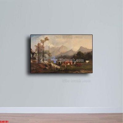 File tranh gốc in trần nhà Tranh sơn dầu phong cảnh châu âu CA6181 3D